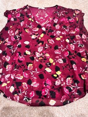 | Anthropologie | Meadow Rue Floral Lace Back Blouse